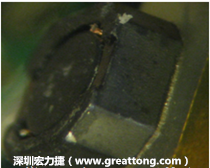 使用銀(Ag)鍍層的電源電感器(Power Inductors)，經(jīng)過(guò)推力測(cè)試后，零件端點(diǎn)上已經(jīng)看不到任何鍍層的痕跡了，所以其耐推力就比較小。