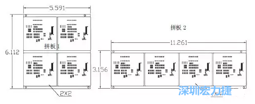 如圖9所示在兩種拼板中PCB單元的排列方式不同。拼板方式是V-CUT。這兩種拼板尺寸有明顯的的差異，將導(dǎo)致各自所需的生產(chǎn)拼板尺寸改變-深圳宏力捷