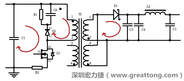 元件布局的時(shí)候，要優(yōu)先考慮高頻脈沖電流和大電流的環(huán)路面積，盡可能地減小,以抑制開關(guān)電源的輻射干擾