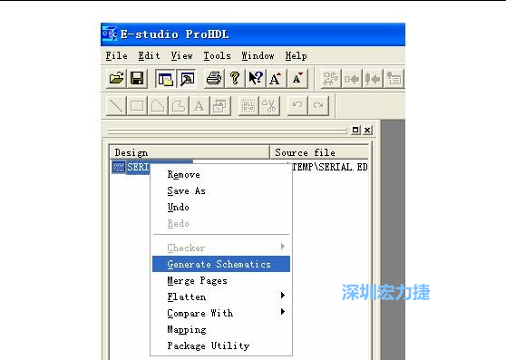 4．右鍵點擊 Serial.EDF 文件，選擇 Generate Schamatics：