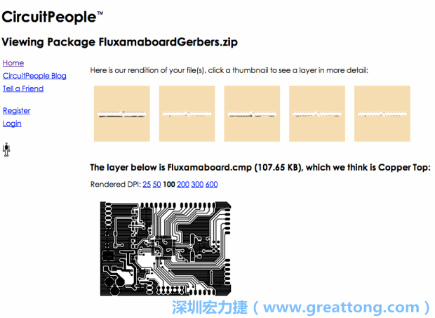 預(yù)覽Gerber格式中最簡(jiǎn)單的方式是使用來(lái)自Circuit People的免費(fèi)線上工具。