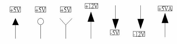 電源符號有下列幾種，可使用鍵盤 [Ctrl + Tab] 鍵切換：