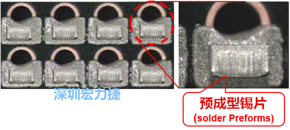  「預(yù)成型錫片(Solder preforms)」是一種擠壓成型的小錫片，可以在PCBA貼片加工時用來局部增加錫膏印刷量，幫助因為使用鋼板印刷而受限的錫膏量，用來改善焊錫的品質(zhì)。