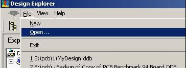 打開Protel 99 SE，點(diǎn)擊File菜單選擇“Open”打開需轉(zhuǎn)換的文件